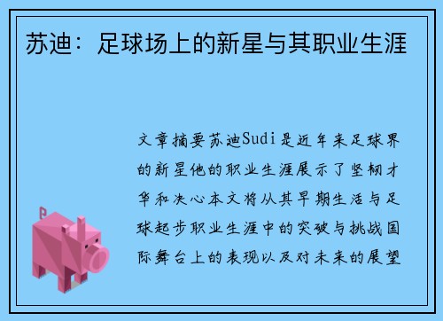 苏迪：足球场上的新星与其职业生涯
